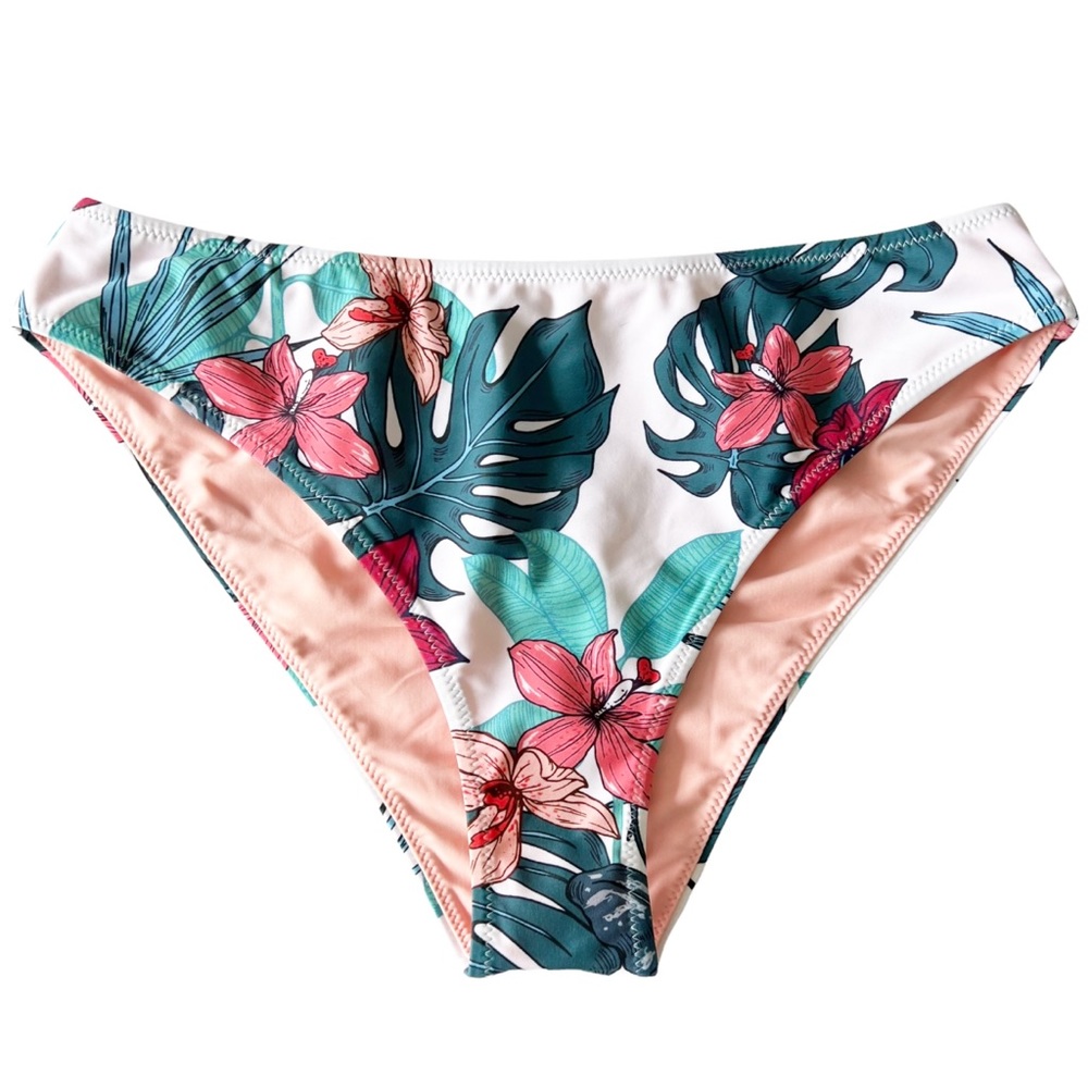 Cupshe Pink Floral Tropical Bikini Bottoms